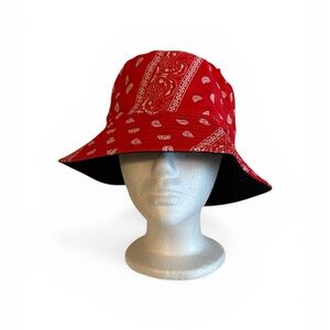 Red Bandana Print Bucket Hat